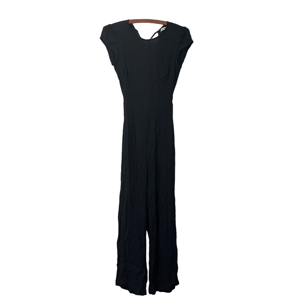 Reformation Womens Black Back Cut Out Short Sleeve Jumpsuit Size 0